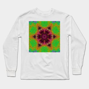 Weave Mandala Green Orange and Pink Long Sleeve T-Shirt